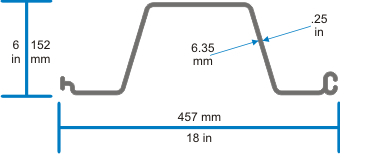Tidewall TW25 vinyl sheet piling technical profile drawing