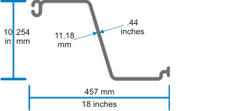 TW85 vinyl sheet piling 2D profile drawing with dimensions